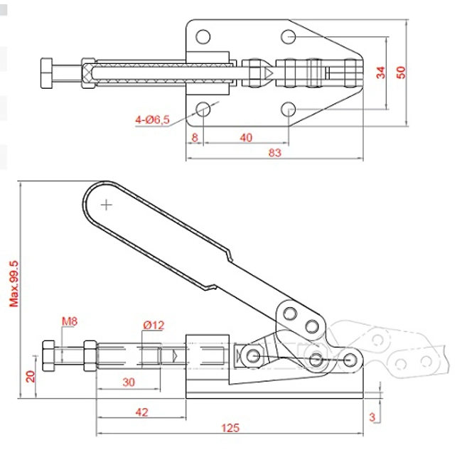 Vendita online Bloccaggio a spinta pistone 30 mm. 180 Kg.